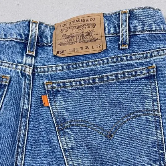 VTG Levi's 550 Jeans Men 36x32 Relaxed Fit Tapered Redwing Orange Tab 90s